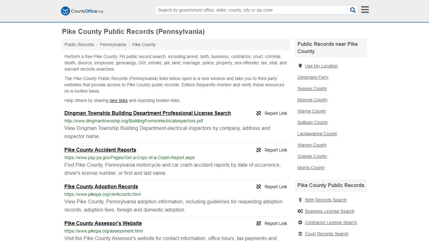 Pike County Public Records (Pennsylvania) - County Office